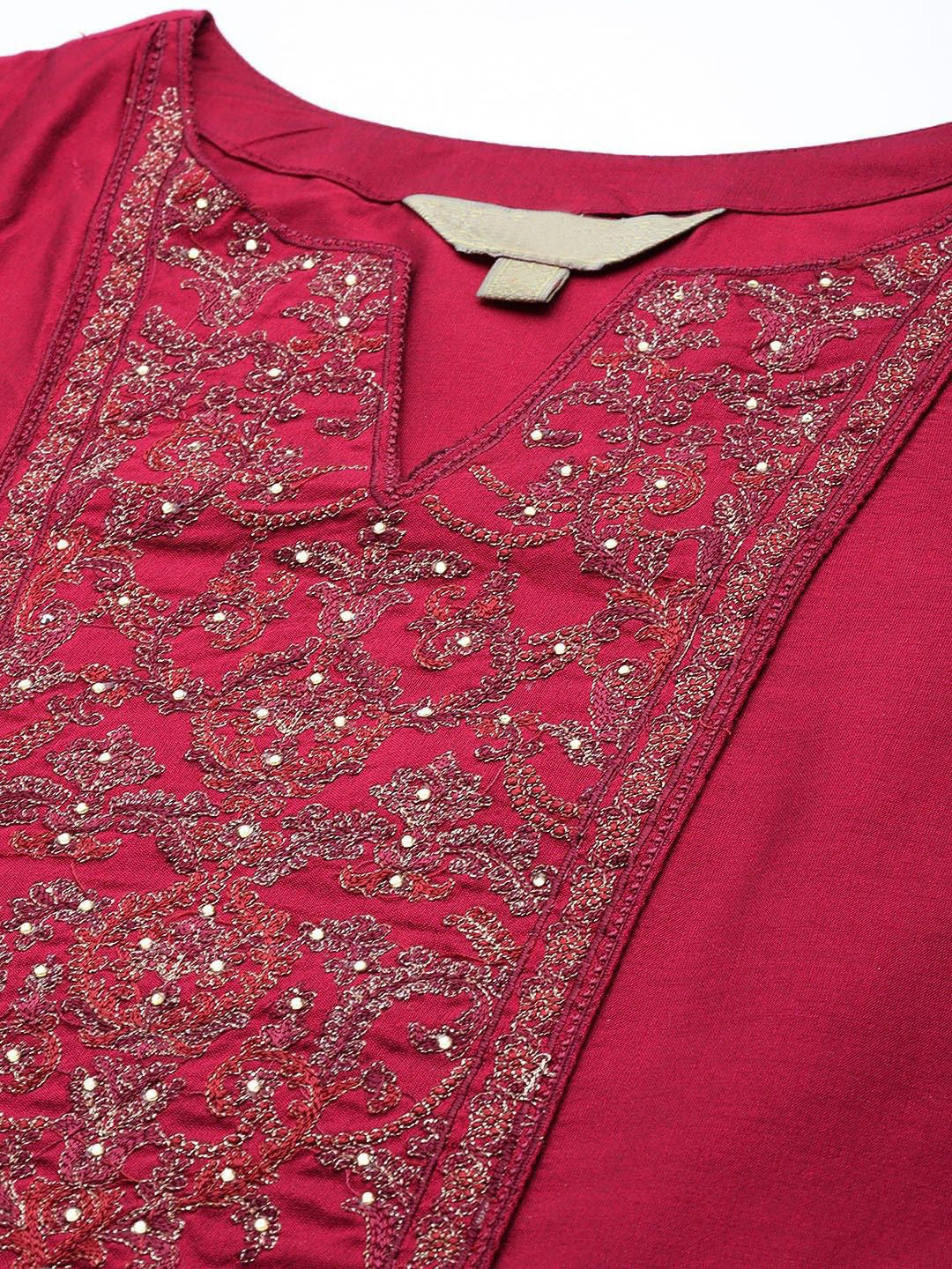 Women Embroidered Flared Kurta Set