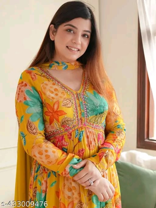 Elegant Yellow Floral Anarkali