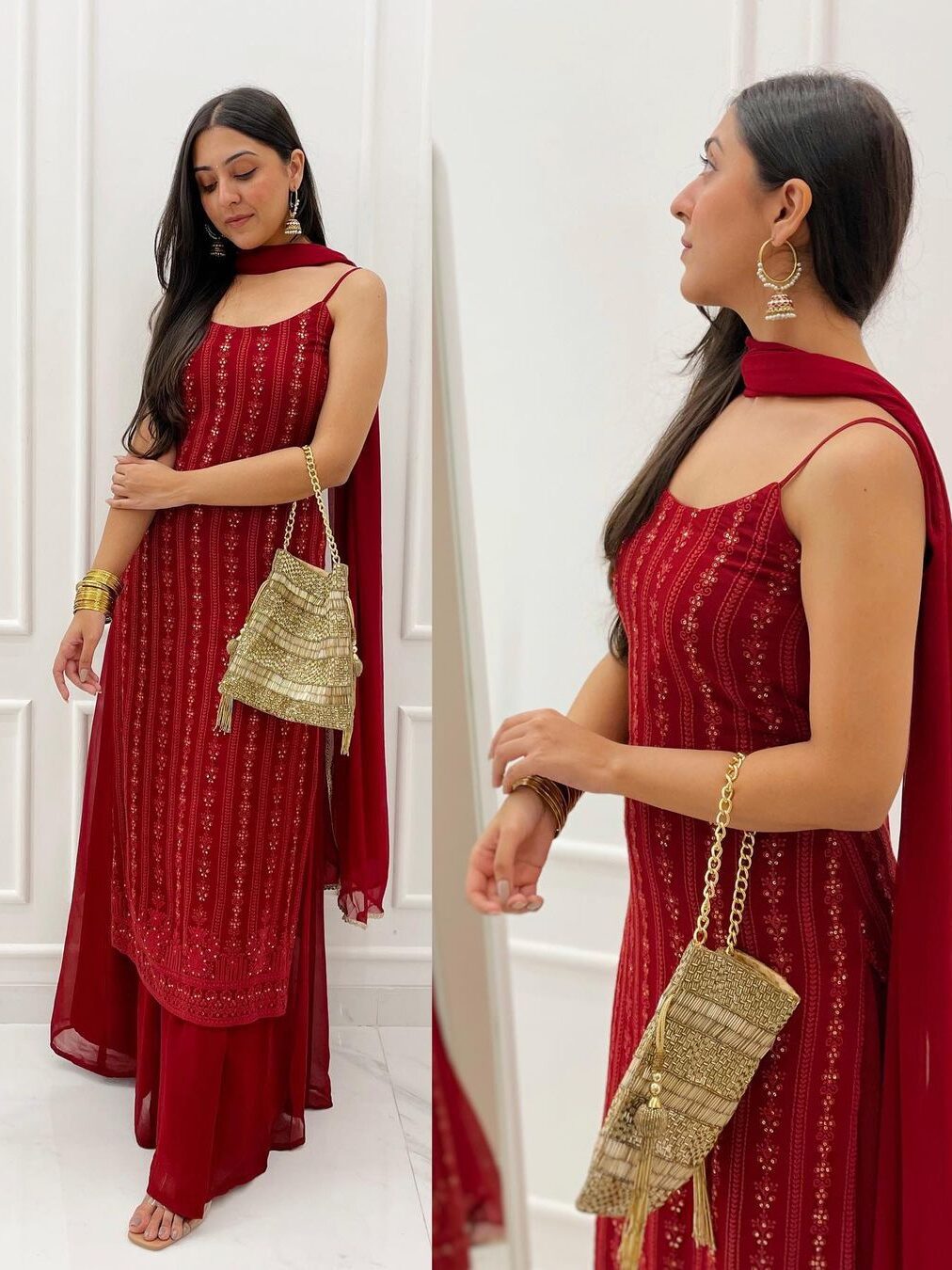 Women Lace Straight Kurta & Sharara with Dupatta Set