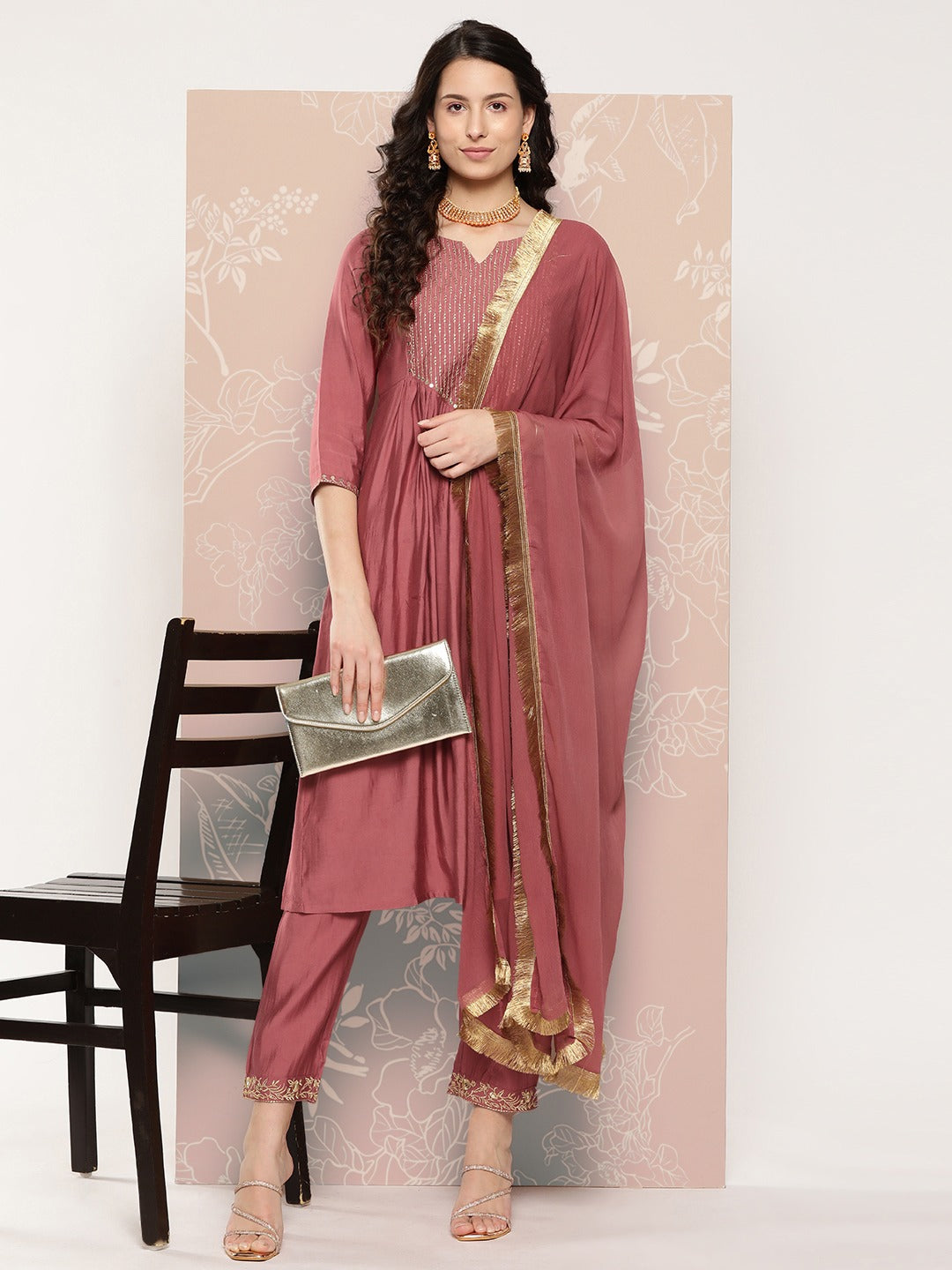 Round-Neck Straight Kurta Set