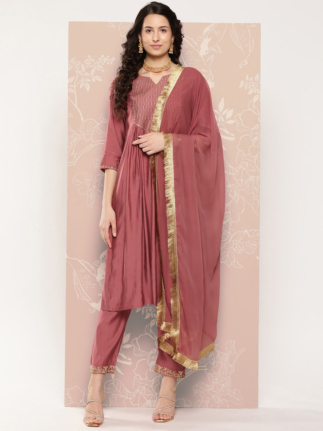 Round-Neck Straight Kurta Set