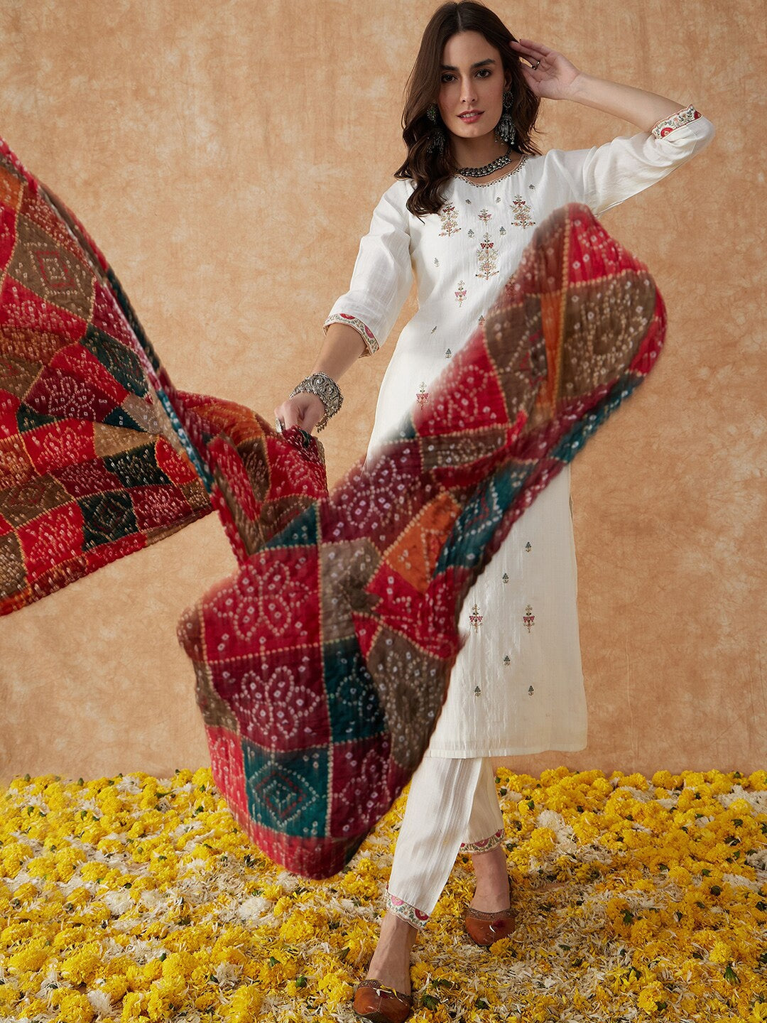 Embroidered A-Line Kurta Set