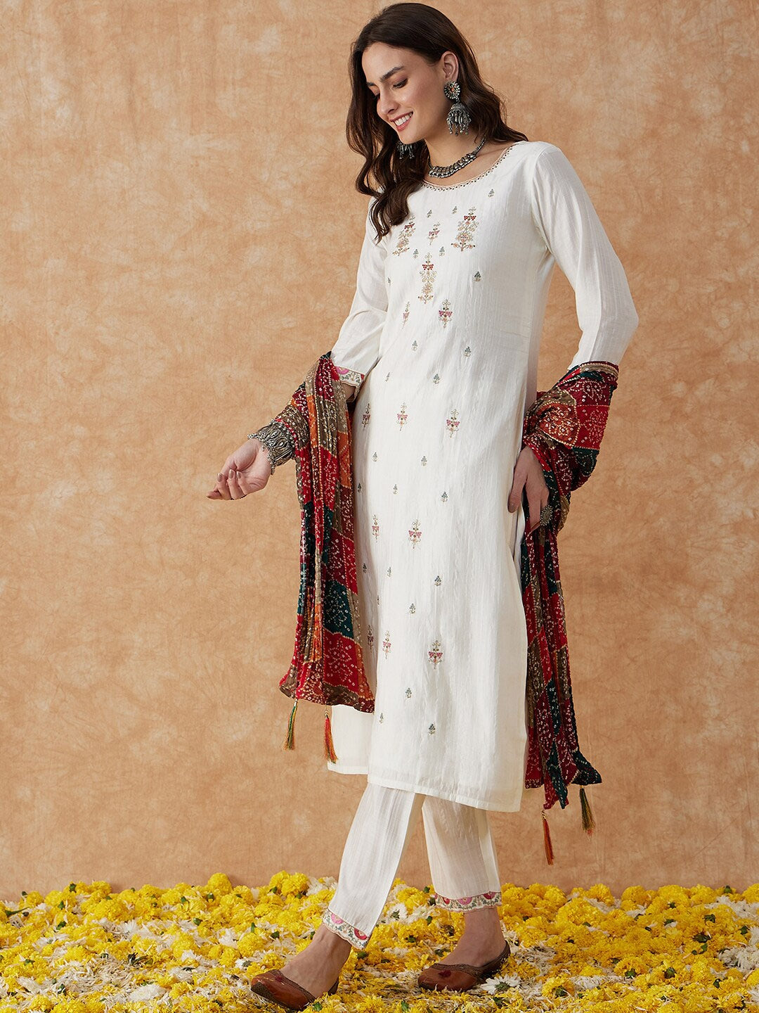 Embroidered A-Line Kurta Set