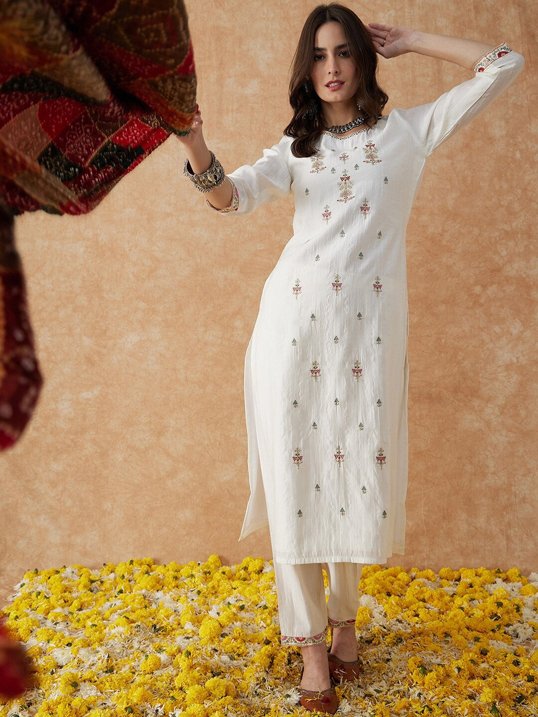 Embroidered A-Line Kurta Set