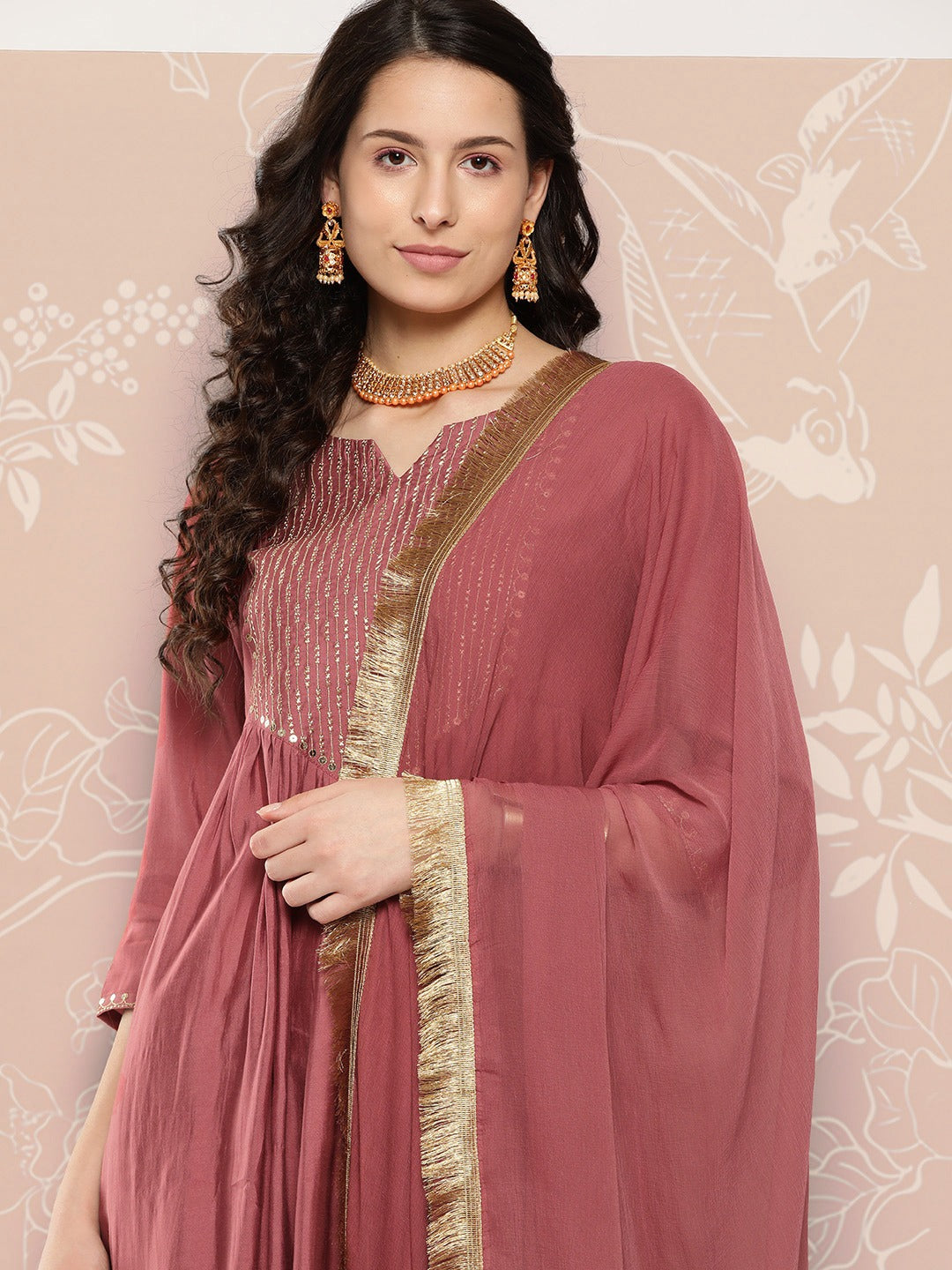 Round-Neck Straight Kurta Set