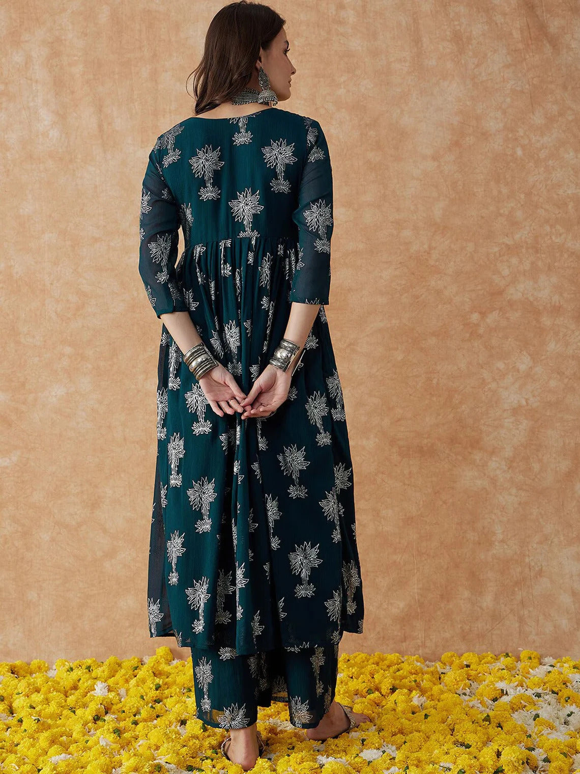 Floral Print A-line Kurta Set