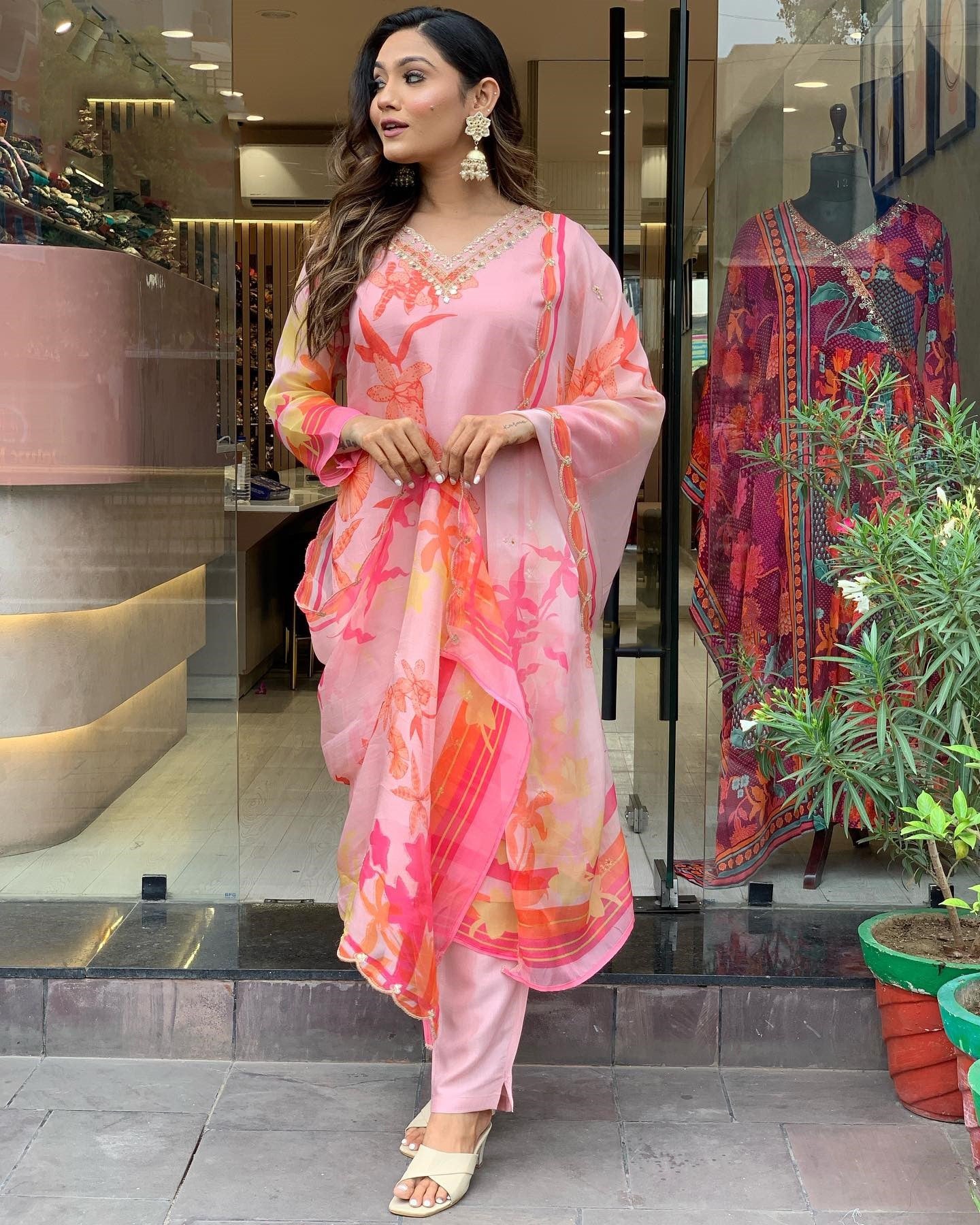 Embellished Straight Kurta with Pants & Dupatta